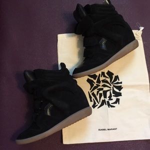 Isabel Marant “Bekett” Black Suede Wedge Sneaker